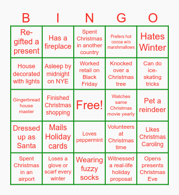 Holiday Bingo Card