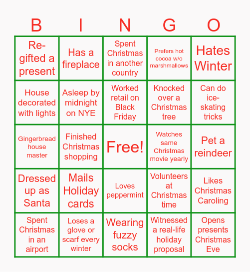 Holiday Bingo Card