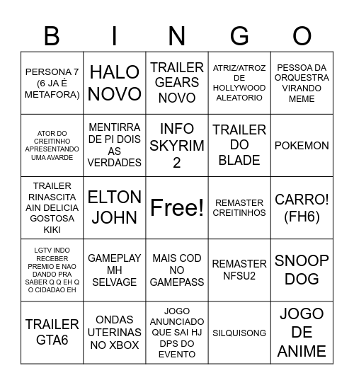 GAIMO AVARDE Bingo Card