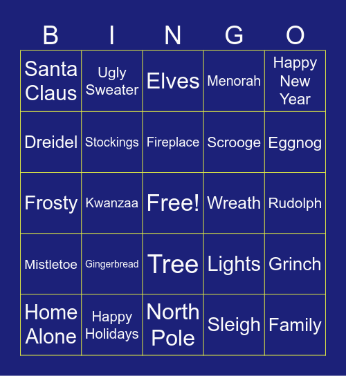 Holiday Bingo Card