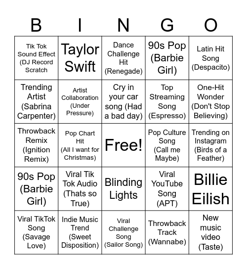 Social Media Bingo Card