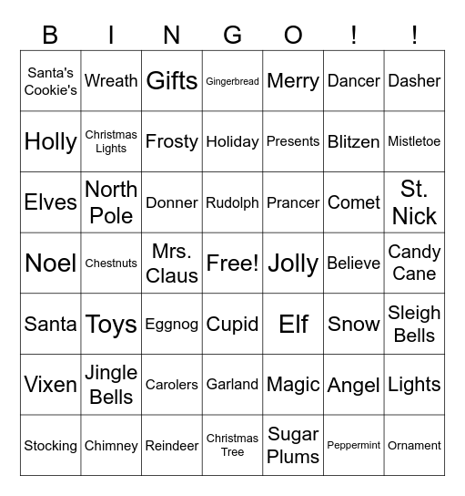 CHRISTMAS BINGO Card