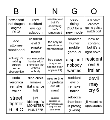 re community game awards night Bingo Card