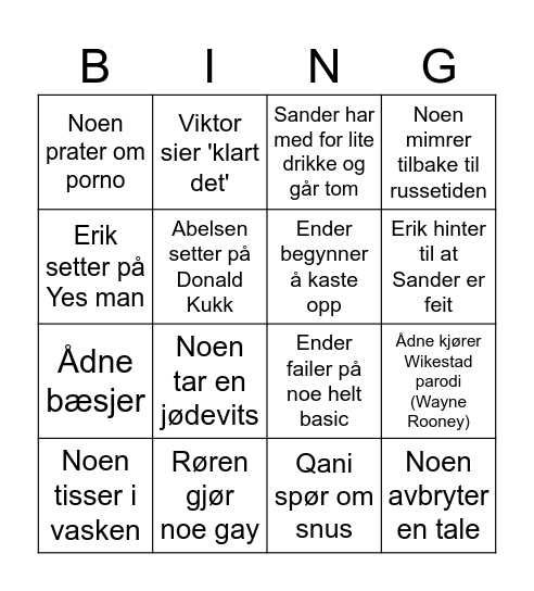 Bingo Eirik Bingo Card