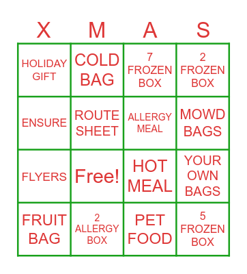 MOWD HOLIDAY BINGO Card