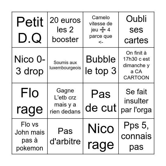 Bingo cup Thionville Bingo Card