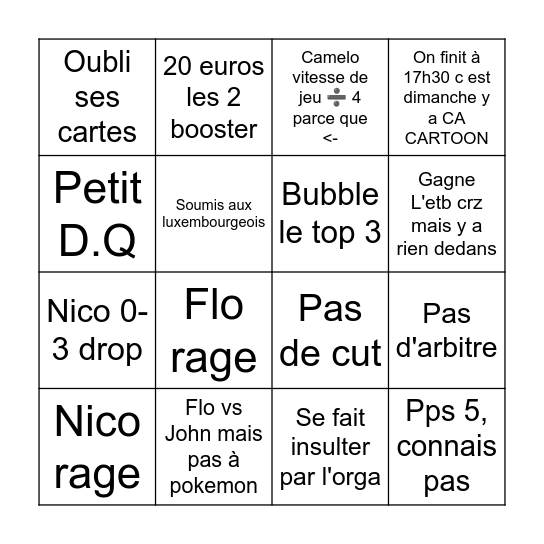 Bingo cup Thionville Bingo Card