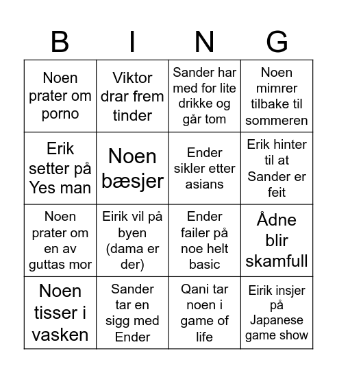 Bingo Henrik Bingo Card