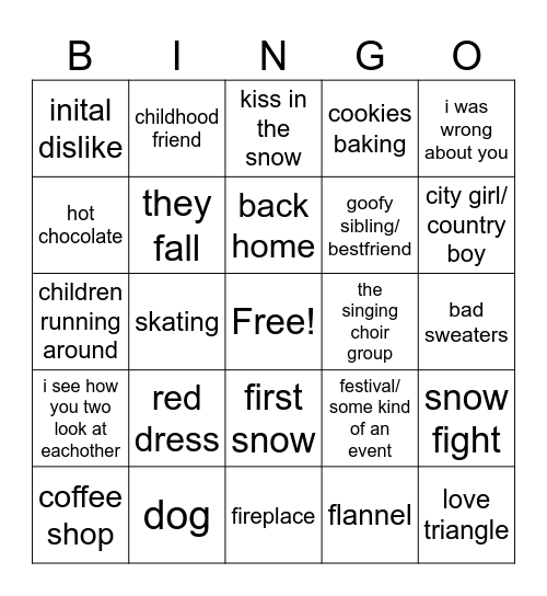 Bad christmas romance movies Bingo Card