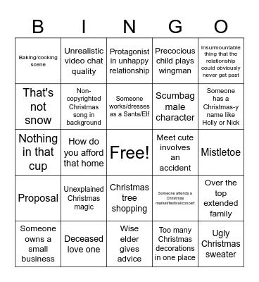 Hallmark Christmas Movie Bingo Card