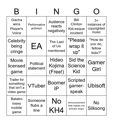 TGA 2204 Anti-Bingo Card