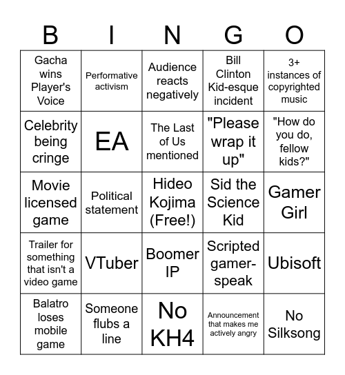 TGA 2204 Anti-Bingo Card