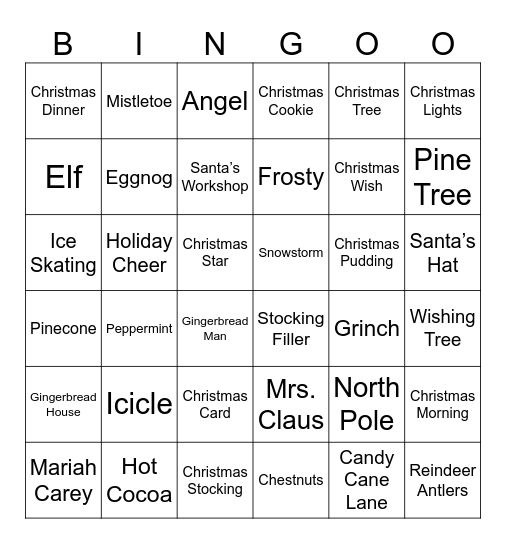 CSN Christmas Bingo Card