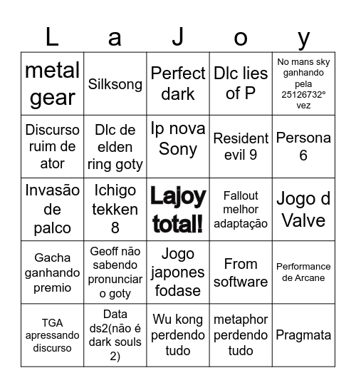 Bingo Tga Resenhers Bingo Card