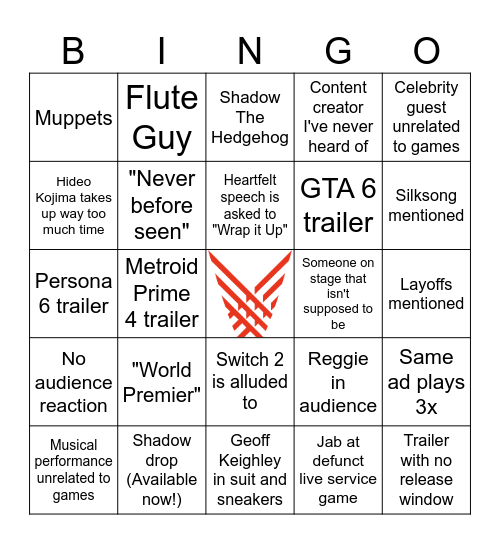 The Game Awards 2024 Bingo Card