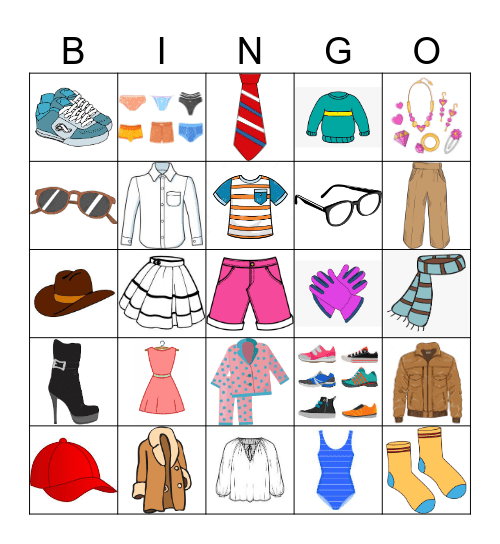 die Kleidung AB Bingo Card