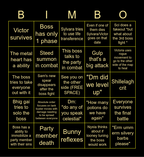 Beyond The Rift finale 1.5 Bingo Card