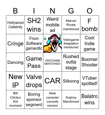 Game Awards Bingo Card