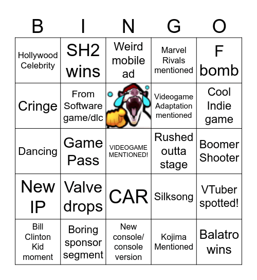 Game Awards Bingo Card