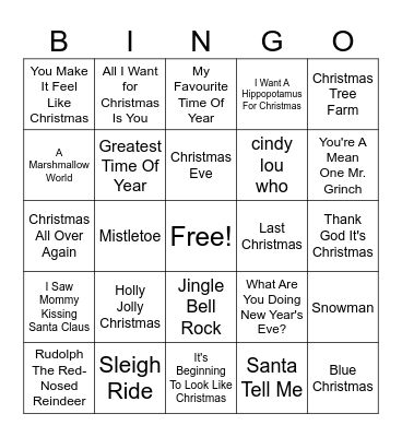 IRT Holiday Bingo Card