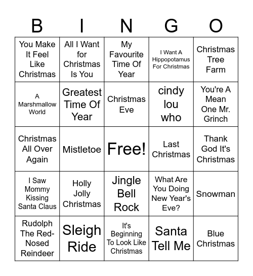 IRT Holiday Bingo Card