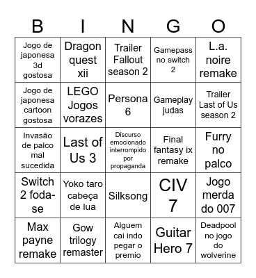 TGA Bolinha Bingo Card