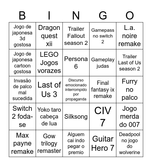 TGA Bolinha Bingo Card