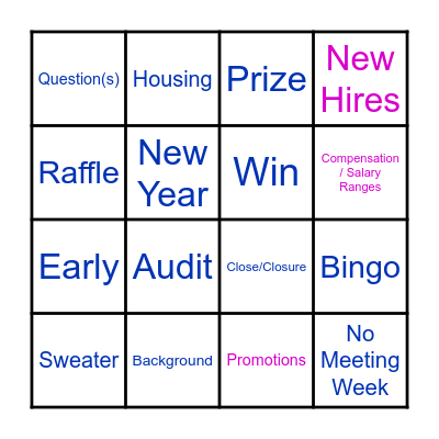 SPR OPS Meeting Holiday BINGO Card