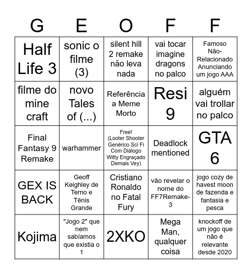 Bingo Game Awards 2024 Bingo Card