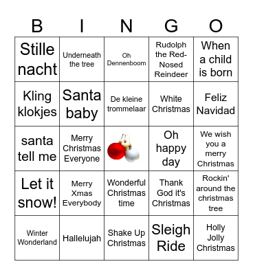 Bingo by Jolanda kerstnummers 2024 Bingo Card