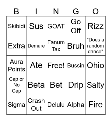 What The What? Student Bingo Card