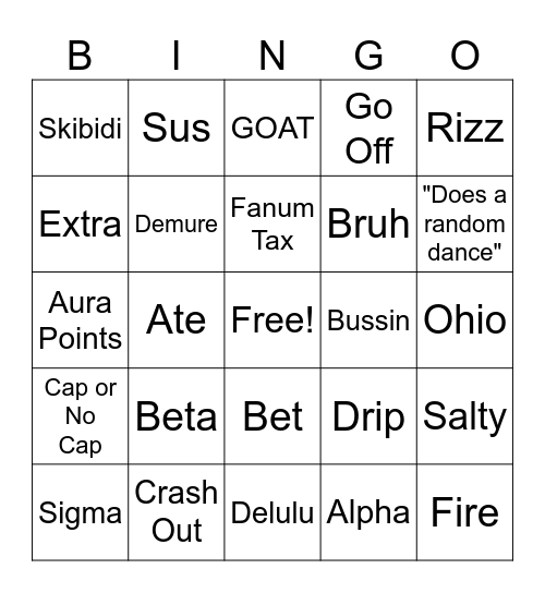 What The What? Student Bingo Card