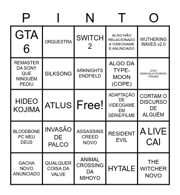 TGA 2024 PREVISÕES Bingo Card