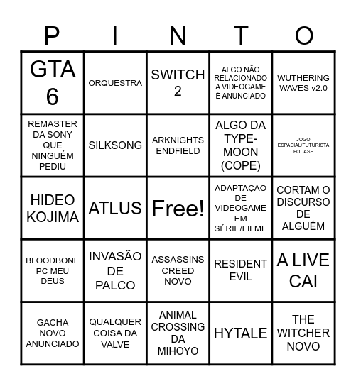 TGA 2024 PREVISÕES Bingo Card