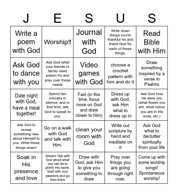 Jesus Time Bingo Card