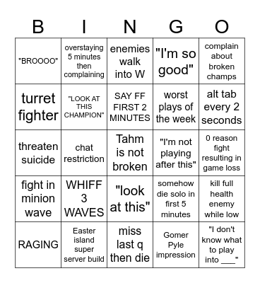 NOAH RANKED GAMEPLAY v2 Bingo Card