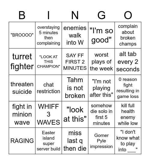 NOAH RANKED GAMEPLAY v2 Bingo Card