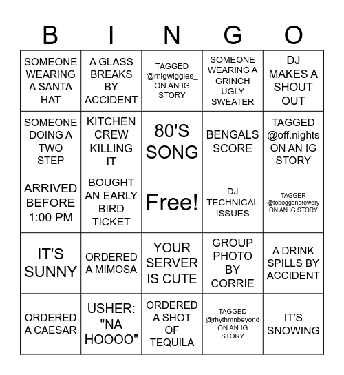 Rhythm N' Beyond Bingo Card