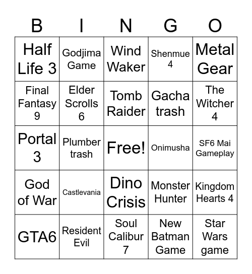 The geoff and Godjima show Bingo Card