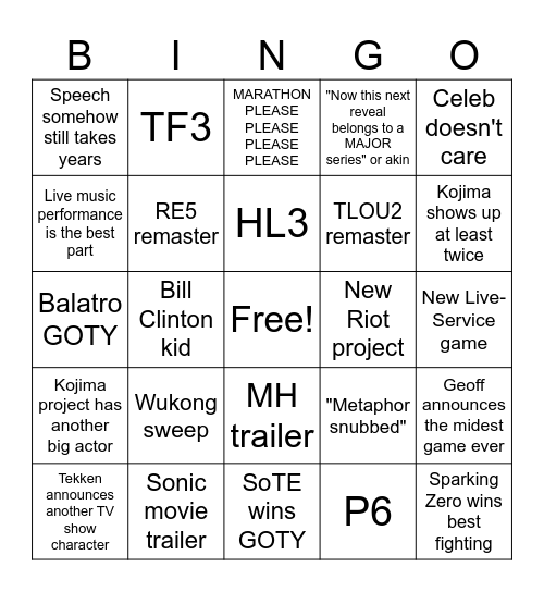 Untitled Bingo Card