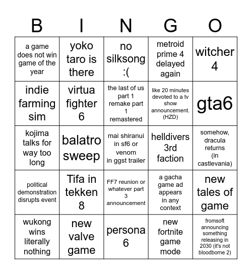 my bingo :O Bingo Card