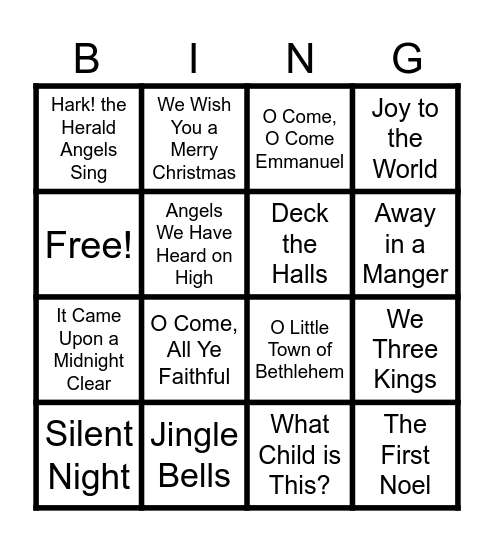 Chatty Christmas Carols 2024 Bingo Card