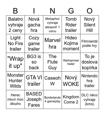 TGA BINGO Card