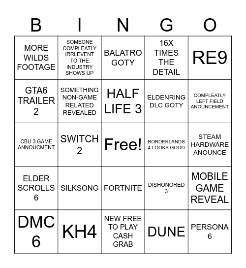 GA 2024 Bingo Card