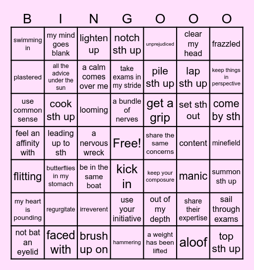 Unit 2 Bingo Card