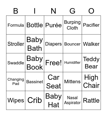 Baby Shower Bingo Card