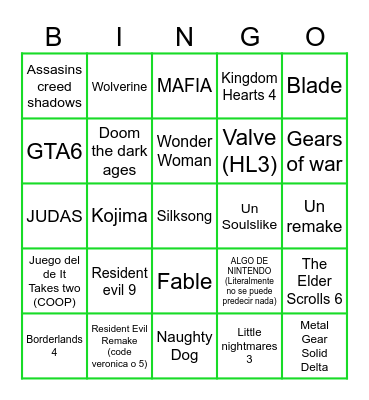 Juego Premios Bingo Card