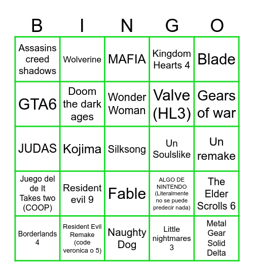 Juego Premios Bingo Card