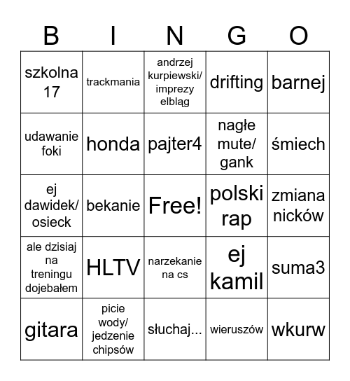 nvl Bingo Card