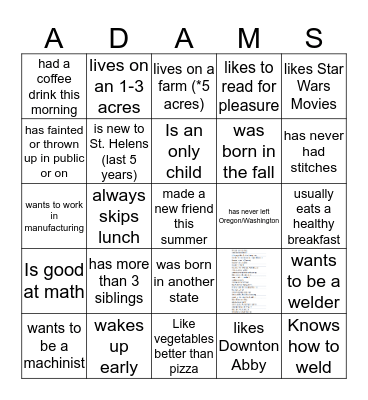 Someone who ...... Bingo Card